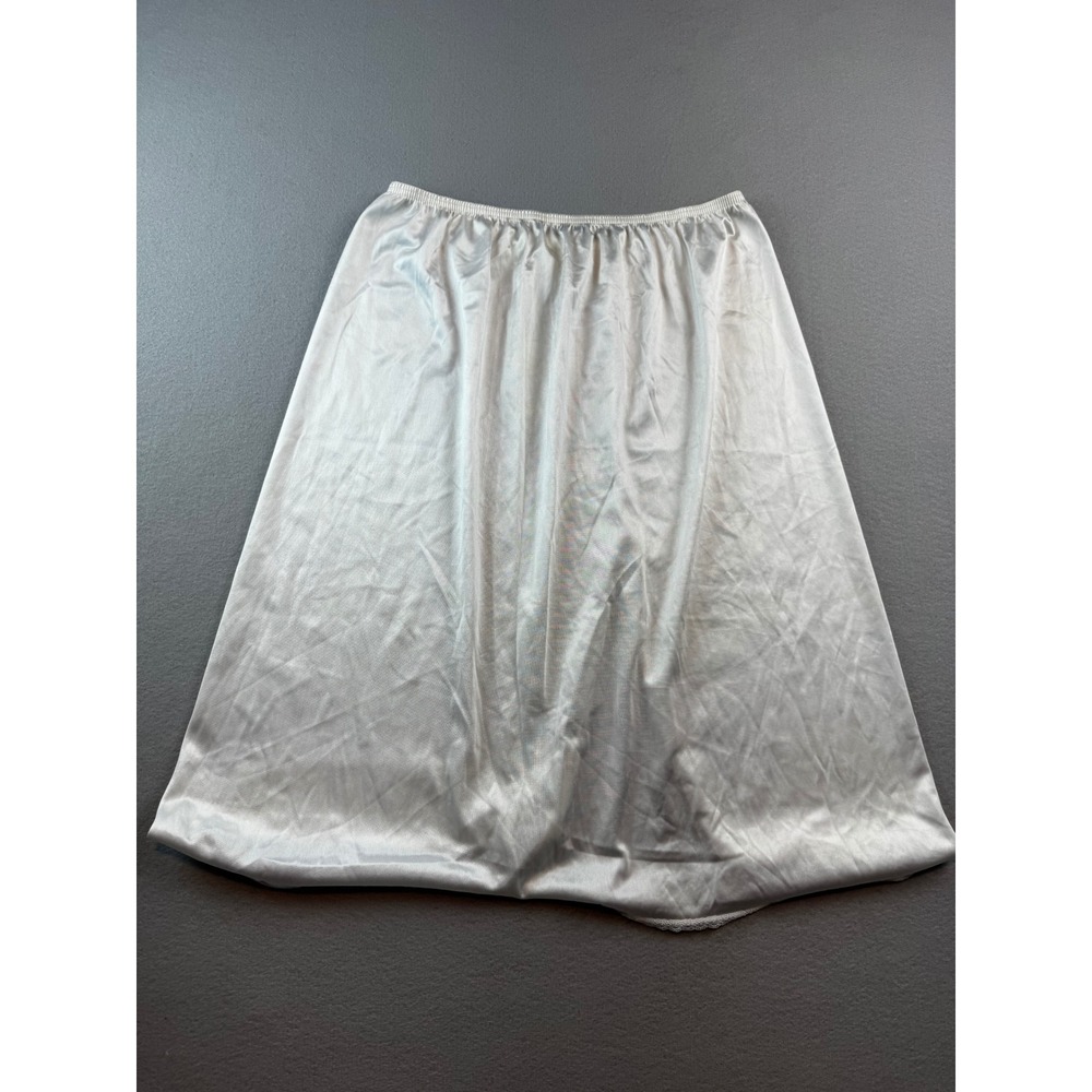 Vintage Vassarette Women XL Ivory Nylon Half Slip Lace Trim
